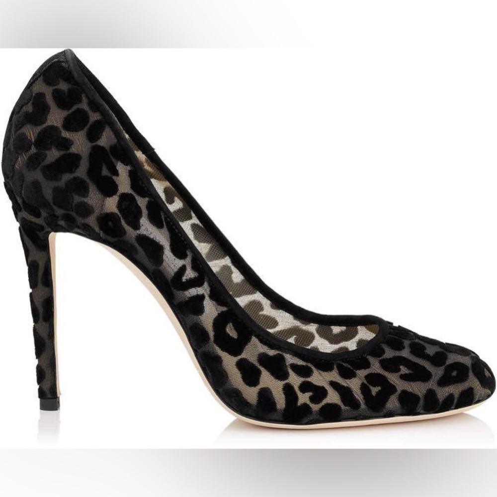 JIMMY CHOO Bridget Leopard Devore Pump 38.5 $695